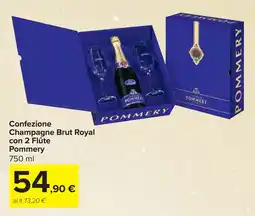 Carrefour Confezione Champagne Brut Royal con 2 Flûte Pommery offerta