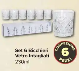 Carrefour Set 6 Bicchieri Vetro Intagliati offerta
