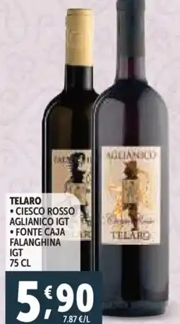 Deco Supermercati Telaro ciesco rosso aglianico IGT - fonte caja falanghina IGT offerta