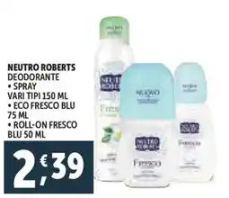 Deco Supermercati Neutro roberts deodorante offerta
