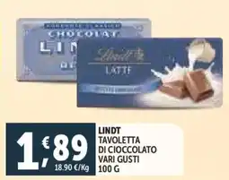 Deco Supermercati Lindt tavoletta di cioccolato offerta