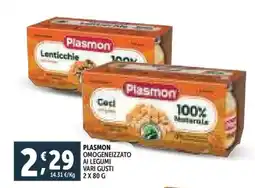 Deco Supermercati Plasmon omogeneizzato ai legumi offerta