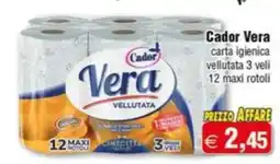 Magazzini Smart Cador Vera carta igienica vellutata 3 veli 12 maxi rotoli offerta