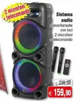 Magazzini Smart Sistema audio dance/karaoke con luci 2 microfoni +telecomando offerta