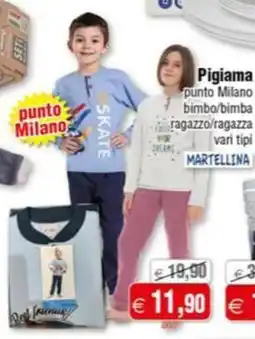 Magazzini Smart Pigiama punto Milano bimbo/bimba ragazzo/ragazza offerta