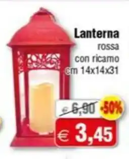 Magazzini Smart Lanterna rossa con ricamo cm 14x14x31 offerta