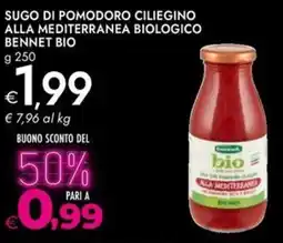 Bennet Sugo di pomodoro ciliegino alla mediterranea biologico BENNET BIO offerta