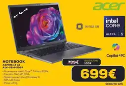 Euronics acer NOTEBOOK ASPIRE 14 AI A14-52M-5067 offerta