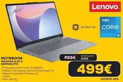 Euronics Lenovo NOTEBOOK IDEAPAD SLIM 3 83EM00J7IX offerta