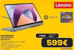 Euronics Lenovo NOTEBOOK IDEAPAD FLEX 5 82XX00FTIX offerta