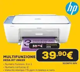 Euronics hp MULTIFUNZIONE DESKJET 2822E offerta