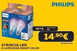 Euronics Philips striscia led 2 lampadine smart color offerta
