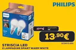 Euronics Philips striscia led 2 lampadine smart warm white offerta