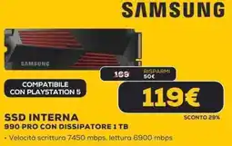 Euronics Samsung ssd interna 990 pro con dissipatore 1 TB offerta