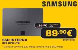 Euronics SAMSUNG SSD INTERNA 870 QVO 1TB offerta