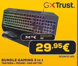 Euronics GXTrust. BUNDLE GAMING 3 in 1 TASTIERA + MOUSE PAD GXT791 offerta