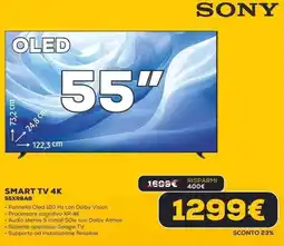 Euronics SONY SMART TV 4K 55XR8AB offerta