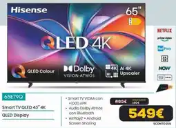 Euronics Hisense 65E79Q Smart TV QLED 43" 4K QLED Display offerta