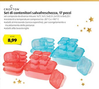 ALDI Crofton Set di contenitori salvafreschezza, 17 pezzi offerta