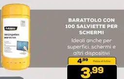 Euronics Fellowes barattolo con 100 salviette per schermi offerta