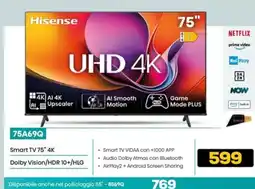 Euronics Hisense 75A69Q Smart TV 75" 4K offerta