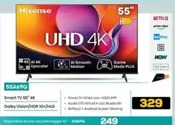 Euronics Hisense 55A69Q Smart TV 55" 4K Dolby Vision/HDR 10+/HLG offerta