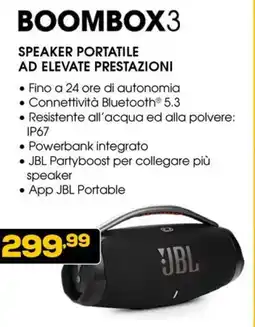 Euronics Jbl boombox3 speaker portatile ad elevate prestazioni offerta