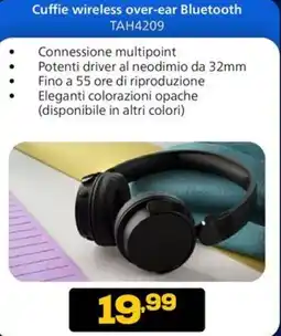 Euronics PHILIPS Cuffie wireless over-ear Bluetooth TAH4209 offerta