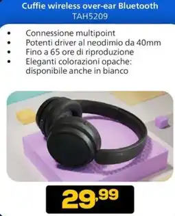 Euronics PHILIPS Cuffie wireless over-ear Bluetooth TAH5209 offerta