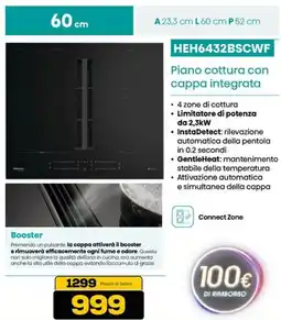 Euronics Hisense HEH6432BSCWF Piano cottura con cappa integrata offerta