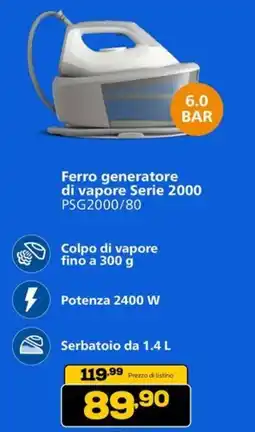 Euronics PHILIPS Ferro generatore di vapore Serie 2000 PSG2000/80 offerta