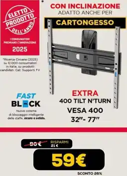 Euronics Meliconi extra 400 tilt n’turn vesa 400 32"-77" offerta