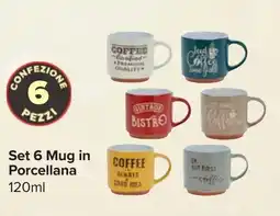Carrefour Set 6 Mug in Porcellana offerta