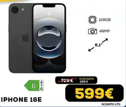 Euronics IPHONE 16E offerta