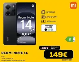 Euronics Xiaomi REDMI NOTE 14 offerta