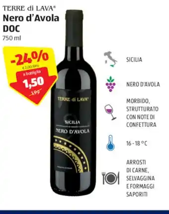 ALDI Terre di Lava Nero d'Avola DOC 750ml offerta