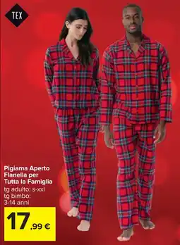 Carrefour Pigiama Aperto Flanella per Tutta la Famiglia offerta