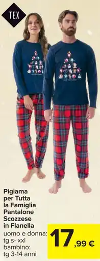 Carrefour Pigiama per Tutta la Famiglia Pantalone Scozzese in Flanella offerta