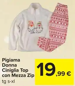 Carrefour Pigiama Donna Ciniglia Top con Mezza Zip offerta