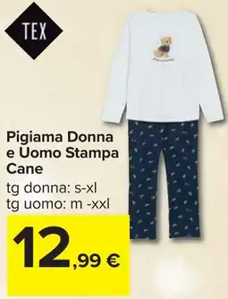 Carrefour Pigiama Donna e Uomo Stampa Cane offerta