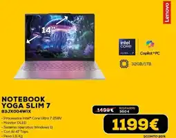 Euronics Lenovo NOTEBOOK YOGA SLIM 7 83JX004WIX offerta