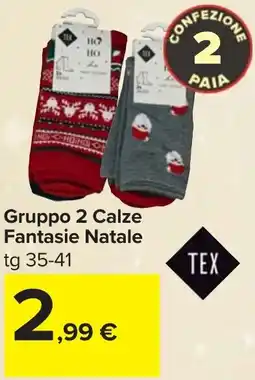 Carrefour Gruppo 2 Calze Fantasie Natale offerta