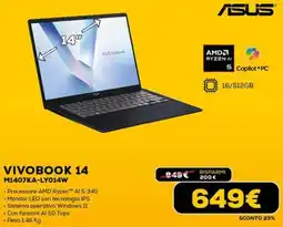 Euronics ASUS VIVOBOOK 14 M1407KA-LY014W offerta