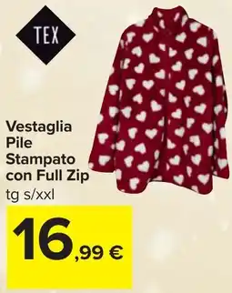 Carrefour Vestaglia Pile Stampato con Full Zip offerta