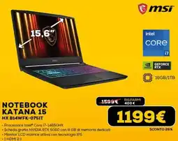 Euronics msi NOTEBOOK KATANA 15 HX B14WFK-075IT offerta