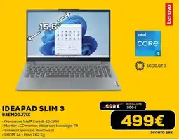 Euronics Lenovo IDEAPAD SLIM 3 83EM00J7IX offerta
