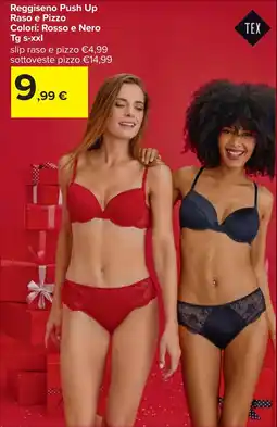 Carrefour Reggiseno Push Up Raso e Pizzo Colori: Rosso e Nero Tg s-xxl offerta