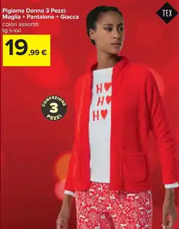 Carrefour Pigiama Donna 3 Pezzi: Maglia + Pantalone + Giacca offerta