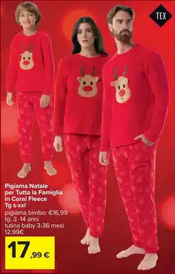 Carrefour Pigiama Natale per Tutta la Famiglia in Coral Fleece Tg s-xxl offerta