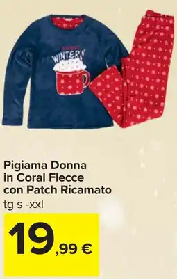 Carrefour Pigiama Donna in Coral Flecce con Patch Ricamato offerta